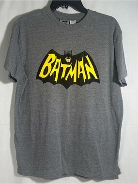 Batman Short Sleeve Tee in Gray with 1960’s Yellow Logo